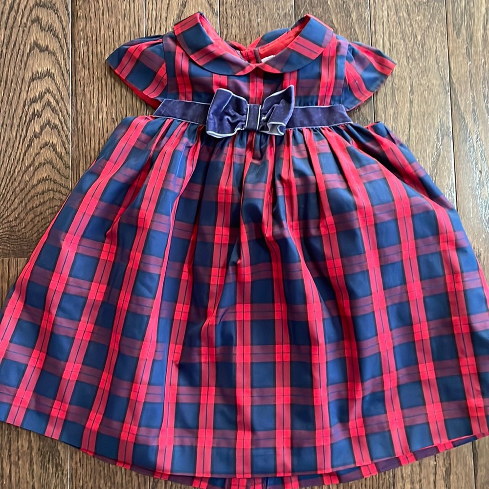Janie and Jack blue and red plaid dress 18-24M